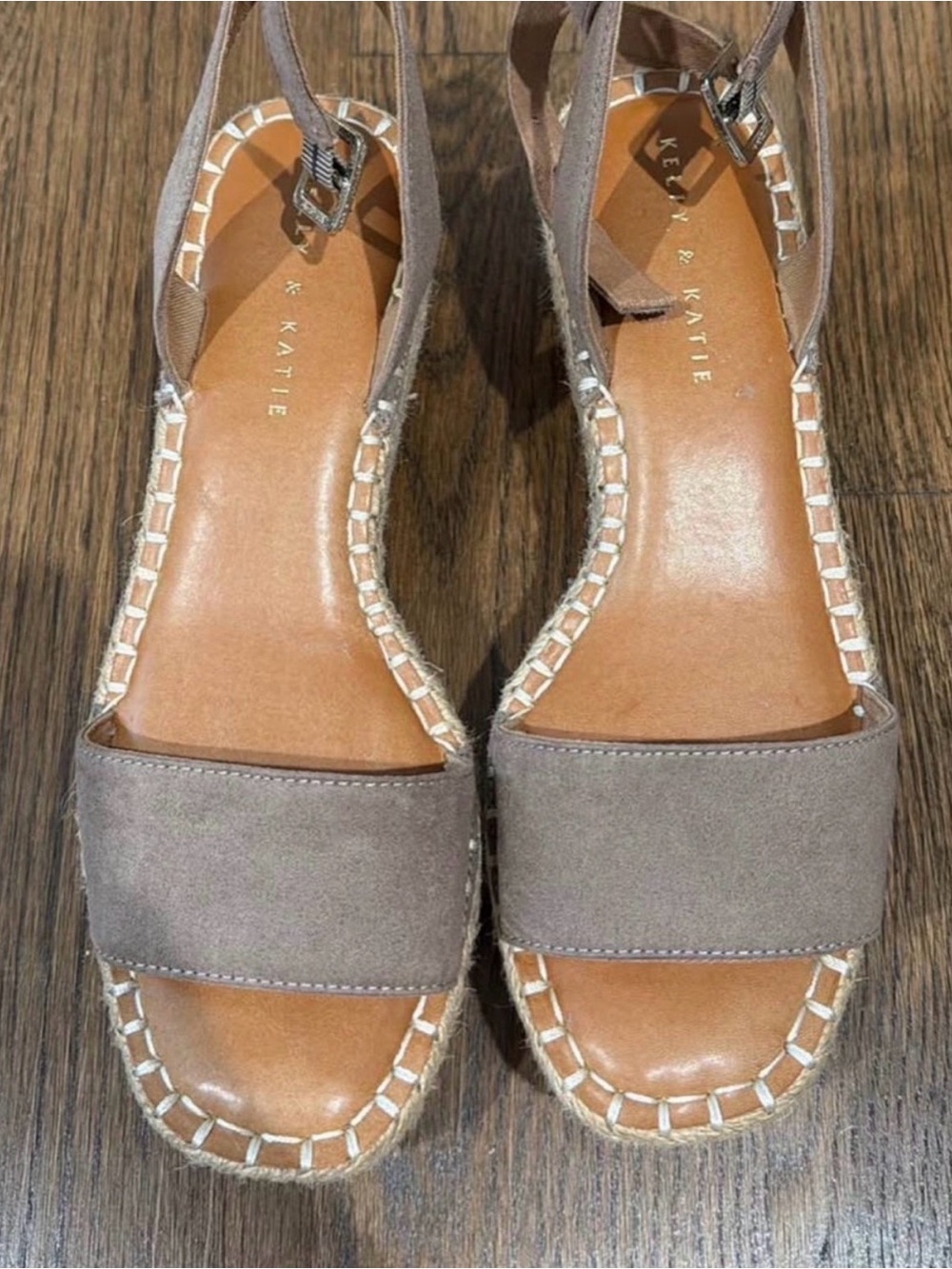 Kelly and Katie Taupe Suede Espadrille Sandals